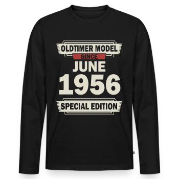 66. Geburtstag Juni Jahrgang 1956 Geschenkidee - Männer Premium Bio Langarmshirt - Schwarz - Vorne - Nico (187cm)