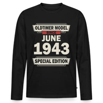 79th birthday June born 1943 Gift idea - Men's Premium Organic Long Sleeve Shirt - black - Front - Nico (187cm)