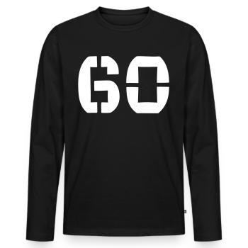 60 - Numéro - Anniversaire - T-shirt manches longues Premium bio Homme - noir - Devant - Nico (187cm)