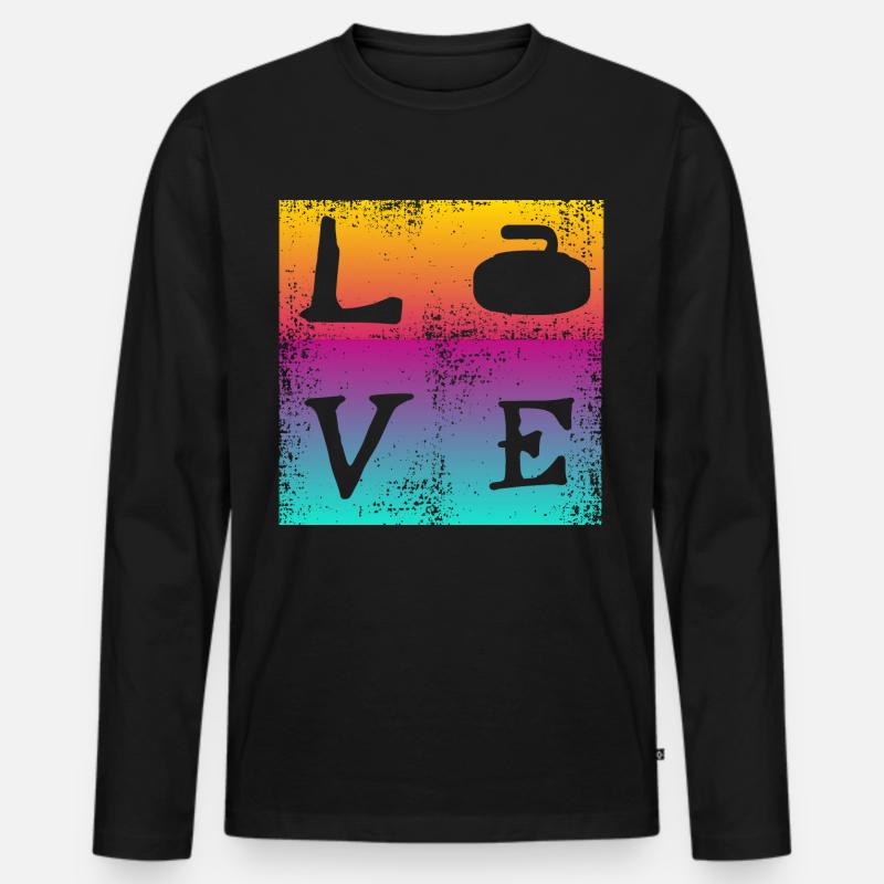 Liebe Curling - Männer Premium Bio Langarmshirt - Schwarz
