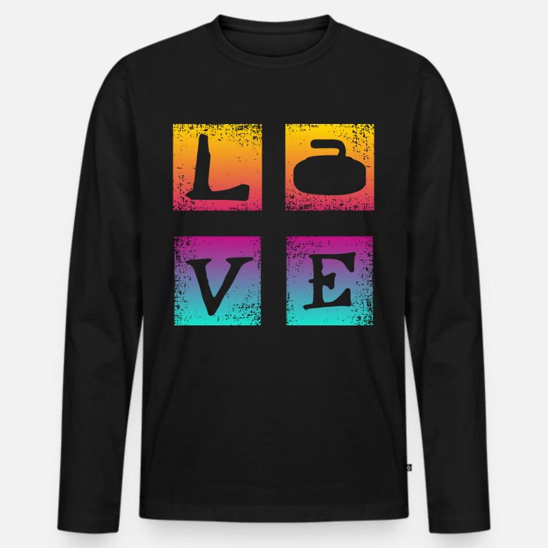Liebe Curling - Männer Premium Bio Langarmshirt - Schwarz