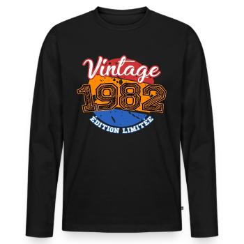 Vintage Birthday Gift 1982 Limited Edition - Men's Premium Organic Long Sleeve Shirt - black - Front - Nico (187cm)
