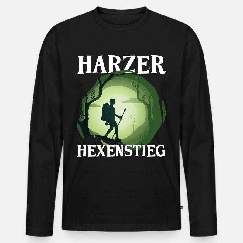 Harz Harzer Hexenstieg wandern Geschenk - Männer Premium Bio Langarmshirt - Schwarz