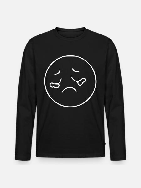 Emoji sketch sad white - Men's Premium Organic Long Sleeve Shirt - black