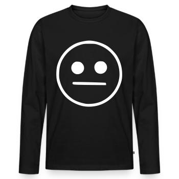 Emoji Skizze neutral weiß - Männer Premium Bio Langarmshirt - Schwarz - Vorne - Nico (187cm)