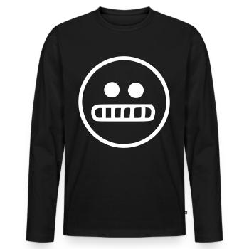Emoji sketch blanc tendu - T-shirt manches longues Premium bio Homme - noir - Devant - Nico (187cm)