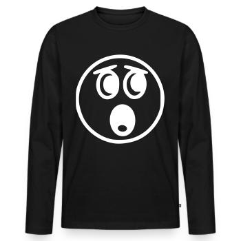 Emoji sketch effrayé blanc - T-shirt manches longues Premium bio Homme - noir - Devant - Nico (187cm)
