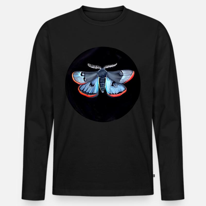 Gouache-Malerei: Motte - Männer Premium Bio Langarmshirt - Schwarz