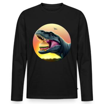 Cheeseburger Dinosauerier - Men's Premium Organic Long Sleeve Shirt - black - Front - Nico (187cm)