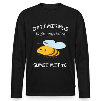 Optimismus heißt umgekehrt Sumsi mit Po. - Männer Premium Bio Langarmshirt - Schwarz - Vorne - Nico (187cm)