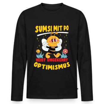 Optimismus heißt umgekehrt Sumsi mit Po. - Männer Premium Bio Langarmshirt - Schwarz - Vorne - Nico (187cm)