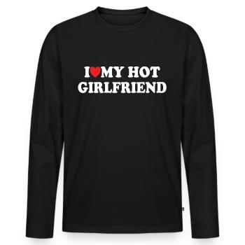 I Love My Hot Girlfriend - Men's Premium Organic Long Sleeve Shirt - black - Front - Nico (187cm)