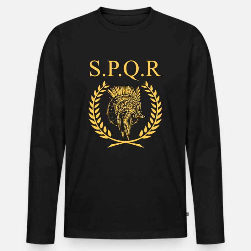 SPQR Historsisches Shirt - Männer Premium Bio Langarmshirt - Schwarz