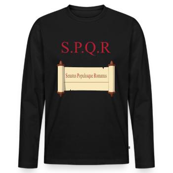 SPQR Historsisches Shirt - Men's Premium Organic Long Sleeve Shirt - black - Front - Nico (187cm)