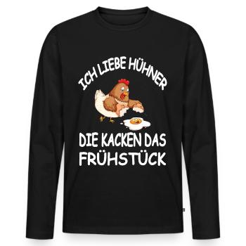 Ich Liebe Hühner Die Kacken das Frühstück - Männer Premium Bio Langarmshirt - Schwarz - Vorne - Nico (187cm)
