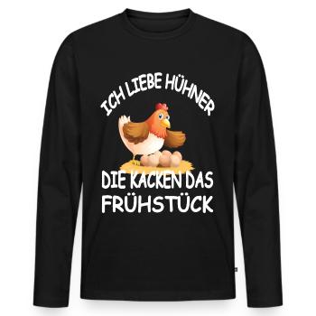 Ich Liebe Hühner Die Kacken das Frühstück - Männer Premium Bio Langarmshirt - Schwarz - Vorne - Nico (187cm)