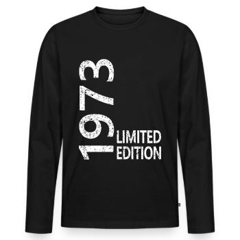 Limited Edition 1973 - Männer Premium Bio Langarmshirt - Schwarz - Vorne - Nico (187cm)