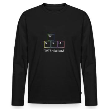 WASD PC Gamer Gaming Jeu vidéo Retro Gamer - T-shirt manches longues Premium bio Homme - noir - Devant - Nico (187cm)
