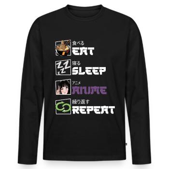 Eat Sleep Anime Repeat - Men's Premium Organic Long Sleeve Shirt - black - Front - Nico (187cm)