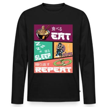 Eat Sleep Anime Repeat - Men's Premium Organic Long Sleeve Shirt - black - Front - Nico (187cm)