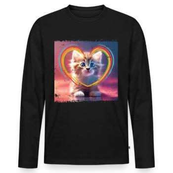 Warm cat - Men's Premium Organic Long Sleeve Shirt - black - Front - Nico (187cm)