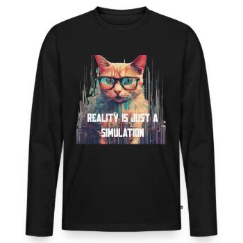 Reality Is Just a Simulation - Männer Premium Bio Langarmshirt - Schwarz - Vorne - Nico (187cm)