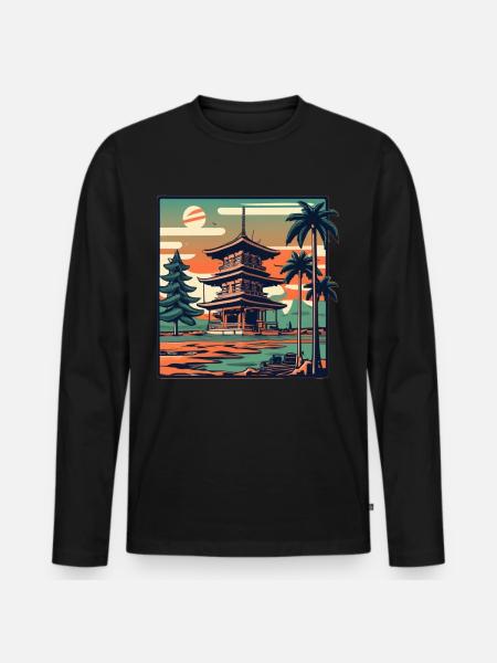Japanese - Männer Premium Bio Langarmshirt - Schwarz