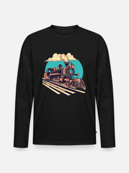 Bahnhof - Männer Premium Bio Langarmshirt - Schwarz
