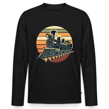 Zug - Männer Premium Bio Langarmshirt - Schwarz - Vorne - Nico (187cm)