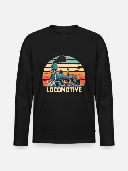 Lokomotive - Männer Premium Bio Langarmshirt - Schwarz