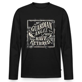 Engel - Männer Premium Bio Langarmshirt - Schwarz - Vorne - Nico (187cm)