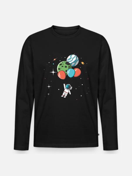 Kosmonaut - Männer Premium Bio Langarmshirt - Schwarz