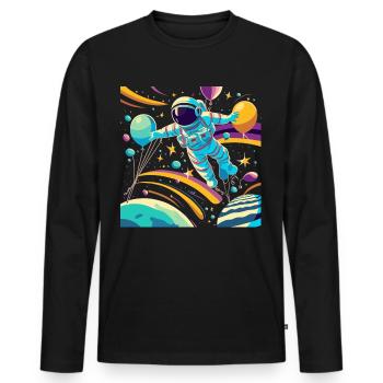 Astronaut - Männer Premium Bio Langarmshirt - Schwarz - Vorne - Nico (187cm)