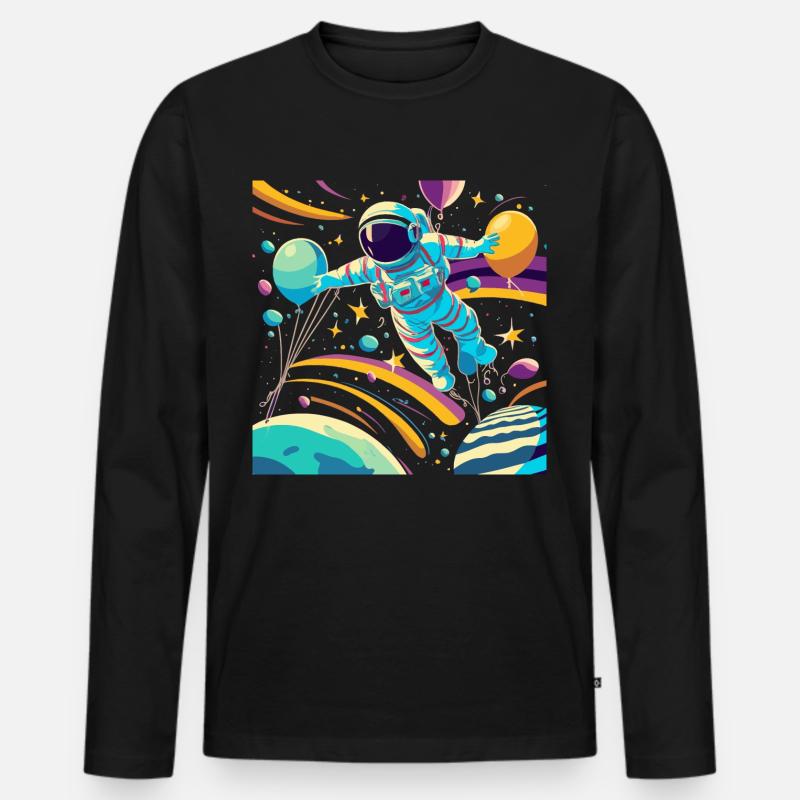Astronaut - Männer Premium Bio Langarmshirt - Schwarz