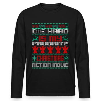 Ugly Christmas Die Hard est mon film Xmax préféré - T-shirt manches longues Premium bio Homme - noir - Devant - Nico (187cm)