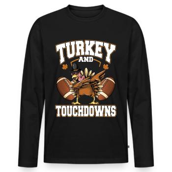 Dinde De Thanksgiving Et Touchdowns Football - T-shirt manches longues Premium bio Homme - noir - Devant - Nico (187cm)