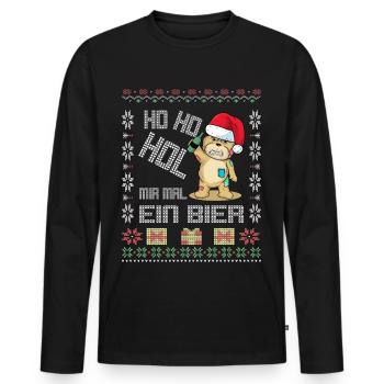 Ho Ho Hol mir ein Bier lustiger Weihnachts Spruch - Männer Premium Bio Langarmshirt - Schwarz - Vorne - Nico (187cm)