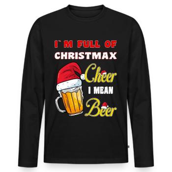 Je suis plein de joie de Noël, je veux dire de la bière - T-shirt manches longues Premium bio Homme - noir - Devant - Nico (187cm)