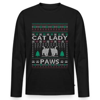 Christmas Cat Lady - Männer Premium Bio Langarmshirt - Schwarz - Vorne - Nico (187cm)