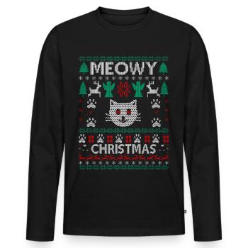 Christmas Cat Lady - Männer Premium Bio Langarmshirt - Schwarz - Vorne - Nico (187cm)