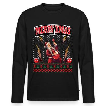 Ugly Christmas 8 Bit Pixel Rock und Heavy-Metal - Männer Premium Bio Langarmshirt - Schwarz - Vorne - Nico (187cm)