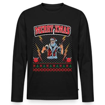 Ugly Christmas 8 Bit Pixel Rock und Heavy-Metal - Männer Premium Bio Langarmshirt - Schwarz - Vorne - Nico (187cm)