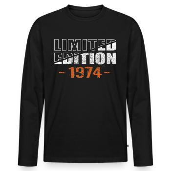 Édition limitée 1974 - T-shirt manches longues Premium bio Homme - noir - Devant - Nico (187cm)