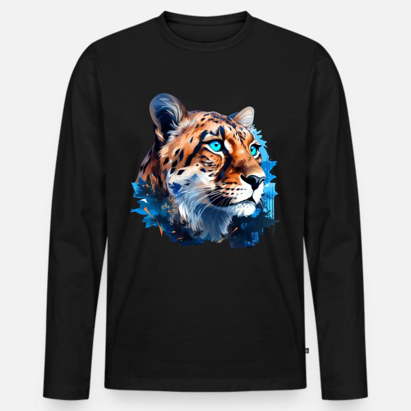 Gepard - Männer Premium Bio Langarmshirt - Schwarz