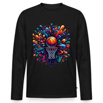 Bunte Basketball Tie Dye Farbe Splash Hoop Net - Männer Premium Bio Langarmshirt - Schwarz - Vorne - Nico (187cm)