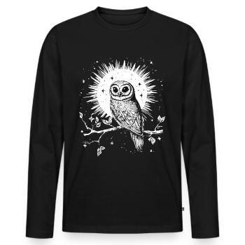 Eule Uhu Vogel Nachtvogel Tier Nacht Mond Natur - Männer Premium Bio Langarmshirt - Schwarz - Vorne - Nico (187cm)
