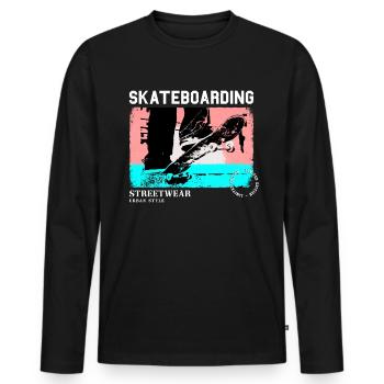 Skateboarding Skate Skater Skateboard Sk8 Vintage - Men's Premium Organic Long Sleeve Shirt - black - Front - Nico (187cm)