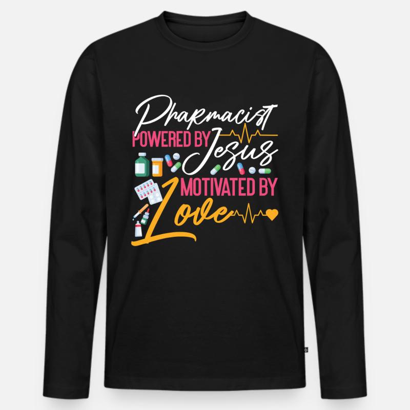Pharmacy Tech Technician - Men's Premium Organic Long Sleeve Shirt - black