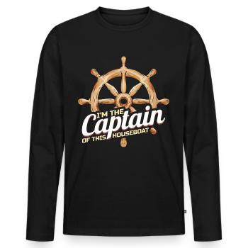 I'm the Captain of this Houseboat Hausboot Kapitän - Men's Premium Organic Long Sleeve Shirt - black - Front - Nico (187cm)