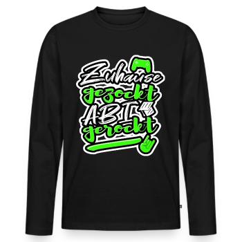 Abi 2022 Spruch Zuhause gezockt Abi gerockt AK 22 - Männer Premium Bio Langarmshirt - Schwarz - Vorne - Nico (187cm)
